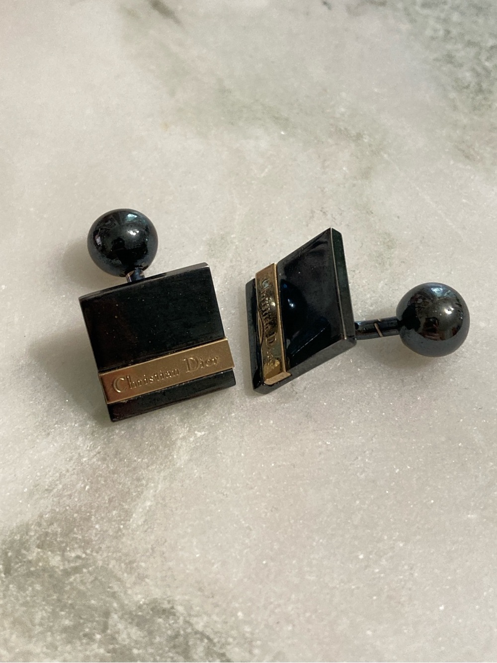 Authentic Vintage Christian Dior Square Logo Cuff Links